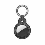 Round Shape Carbon Fiber Anti-fall Case with Keychain Ring for AirTag(Black)