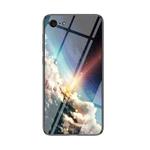 Starry Sky Painted Tempered Glass TPU Shockproof Protective Case For iPhone SE 2022 / SE 2020 / 8 / 7(Bright Starry Sky)