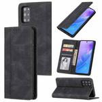 For Samsung Galaxy S20+ Skin Feel Pressure Line Magnetic Horizontal Flip Leather Case with Holder & Card Slot & Wallet & Photo Frame(Black)