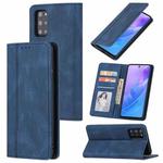 For Samsung Galaxy S20+ Skin Feel Pressure Line Magnetic Horizontal Flip Leather Case with Holder & Card Slot & Wallet & Photo Frame(Blue)