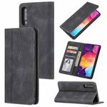 For Samsung Galaxy A50 / A30s / A50s Skin Feel Pressure Line Magnetic Horizontal Flip Leather Case with Holder & Card Slot & Wallet & Photo Frame(Black)