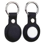 Litchi Texture Leather Protective Case with Key Ring for AirTag(Black)