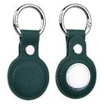 Litchi Texture Leather Protective Case with Key Ring for AirTag(Green)