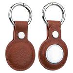 Litchi Texture Leather Protective Case with Key Ring for AirTag(Brown)