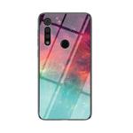For Motorola Moto G8 Play Starry Sky Painted Tempered Glass TPU Shockproof Protective Case(Colorful Starry Sky)