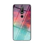 For Nokia 6.1 Plus / X6 Starry Sky Painted Tempered Glass TPU Shockproof Protective Case(Colorful Starry Sky)