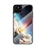 For Google Pixel 4a 5G Starry Sky Painted Tempered Glass TPU Shockproof Protective Case(Bright Stars)