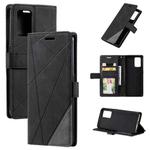 For OPPO A74 4G / F19 Skin Feel Splicing Horizontal Flip Leather Case with Holder & Card Slots & Wallet & Photo Frame(Black)