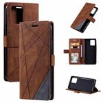 For OPPO Realme 8 4G Skin Feel Splicing Horizontal Flip Leather Case with Holder & Card Slots & Wallet & Photo Frame(Brown)