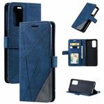For OPPO Reno5 5G Skin Feel Splicing Horizontal Flip Leather Case with Holder & Card Slots & Wallet & Photo Frame(Blue)