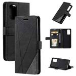 For OPPO Reno5 5G Skin Feel Splicing Horizontal Flip Leather Case with Holder & Card Slots & Wallet & Photo Frame(Black)