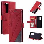 For OPPO Reno5 Pro+ 5G Skin Feel Splicing Horizontal Flip Leather Case with Holder & Card Slots & Wallet & Photo Frame(Red)