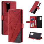 For OPPO Reno6 Pro+ 5G Skin Feel Splicing Horizontal Flip Leather Case with Holder & Card Slots & Wallet & Photo Frame(Red)