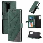 For OPPO Reno6 Pro+ 5G Skin Feel Splicing Horizontal Flip Leather Case with Holder & Card Slots & Wallet & Photo Frame(Green)