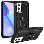 For OnePlus 9 Shockproof TPU + PC Protective Case with 360 Degree Rotating Holder(Black)