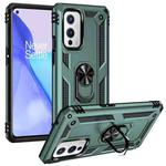 For OnePlus 9 Shockproof TPU + PC Protective Case with 360 Degree Rotating Holder(Dark Green)