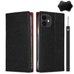 For iPhone 12 mini Litchi Genuine Leather Phone Case (Black)