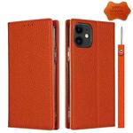 For iPhone 12 mini Litchi Genuine Leather Phone Case (Orange)