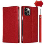 For iPhone 12 / 12 Pro Litchi Genuine Leather Phone Case(Red)