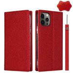For iPhone 12 Pro Max Litchi Genuine Leather Phone Case(Red)