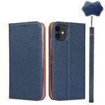 For iPhone 11 Litchi Genuine Leather Phone Case (Dark Blue)