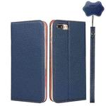 Litchi Genuine Leather Phone Case For iPhone 7 Plus / 8 Plus(Dark Blue)