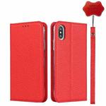 For iPhone X / XS Litchi Genuine Leather Phone Case(Red)