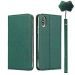 For iPhone XS Max Litchi Genuine Leather Phone Case(Green)