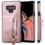 For Galaxy Note9 Solid Color Double Buckle Zipper Shockproof Protective Case(Rose Gold)
