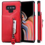 For Galaxy Note9 Solid Color Double Buckle Zipper Shockproof Protective Case(Red)