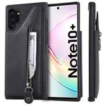 For Galaxy Note 10 Plus Solid Color Double Buckle Zipper Shockproof Protective Case(Black)