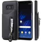 For Galaxy S8 Plus Solid Color Double Buckle Zipper Shockproof Protective Case(Black)