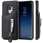 For Galaxy S9 Solid Color Double Buckle Zipper Shockproof Protective Case(Black)