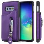 For Galaxy S10e Solid Color Double Buckle Zipper Shockproof Protective Case(Purple)