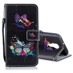 For Huawei Nova 5i Pro Colored Drawing Pattern Horizontal Flip PU Leather Case with Holder & Card Slots & Wallet & Lanyard(Colorful Butterfly)