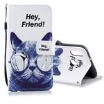 For Galaxy A10s Colored Drawing Pattern Horizontal Flip PU Leather Case with Holder & Card Slots & Wallet & Lanyard(Cool Cat)