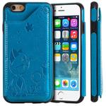For iPhone 6 Cat Bee Embossing Pattern Shockproof Protective Case with Card Slots & Photo Frame(Blue)