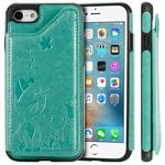 For iPhone SE 2022 / SE 2020 / 8 / 7 Cat Bee Embossing Pattern Shockproof Protective Case with Card Slots & Photo Frame(Green)