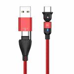 PD 60W Type-C / USB-C to Type-C / USB-C + USB 180 Degree Bending Charging Data Cable, Length:2m(Red)