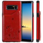 For Galaxy Note 8 Cat Bee Embossing Pattern Shockproof Protective Case with Card Slots & Photo Frame(Red)