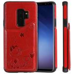 For Galaxy S9 Plus Cat Bee Embossing Pattern Shockproof Protective Case with Card Slots & Photo Frame(Red)