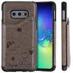 For Galaxy S10e Cat Bee Embossing Pattern Shockproof Protective Case with Card Slots & Photo Frame(Grey)