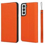 For Samsung Galaxy S21 5G Litchi Genuine Leather Phone Case(Orange)