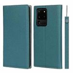 For Samsung Galaxy S20 Ultra Litchi Genuine Leather Phone Case(Sky Blue)