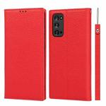 For Samsung Galaxy S20 FE Litchi Texture Horizontal Flip Top Layer Cowhide Leather Case with Holder & Card Slots & Wallet & Strap & Wire Winder(Red)
