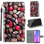 For Xiaomi Redmi 9 Voltage Coloured Drawing Magnetic Clasp Horizontal Flip PU Leather Case with Holder & Card Slots(C06 Red Lip Chocolate)