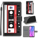 For Xiaomi Redmi 9 Voltage Coloured Drawing Magnetic Clasp Horizontal Flip PU Leather Case with Holder & Card Slots(C10 Black Red Tape)