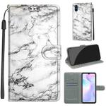 For Xiaomi Redmi 9A Voltage Coloured Drawing Magnetic Clasp Horizontal Flip PU Leather Case with Holder & Card Slots(C01 White Marble)
