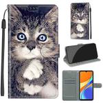 For Xiaomi Redmi 9C Voltage Coloured Drawing Magnetic Clasp Horizontal Flip PU Leather Case with Holder & Card Slots(C02 Fork Hand White Claw Cat)