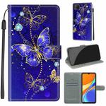 For Xiaomi Redmi 9C Voltage Coloured Drawing Magnetic Clasp Horizontal Flip PU Leather Case with Holder & Card Slots(C11 Blue Golden Chain Butterflies)